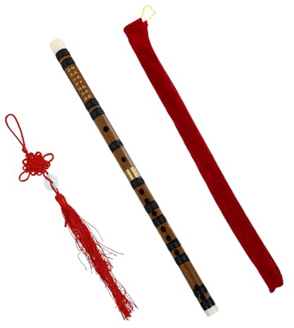 HAMPPLIES Traditionelle Chinesische Holzflöte Stimmung Professionelle Zwei Teilig Bitter Holz Querflöte mit Tasche Langlebiges Material für Anfänger und Fortgeschrittene Geeignet