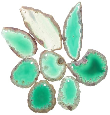 Homoyoyo 8 Pezzi Fette Di Agata Naturale Perforate Verdi 20x50 Mm Per Collane Fai Da Te Ciondoli Brillanti Decorazioni Artigianali Regalo Donna Per Feste e Creazione Gioielli