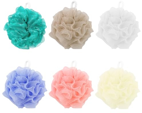 6 Pièces Maille Moussante Fleur de Douche Lavable, 40 g Éponge de Douche | aux Belles Couleur, Fleur de Douche Lavable, Éponges de Bain Pour Le Nettoyage et L'exfoliation du Corps