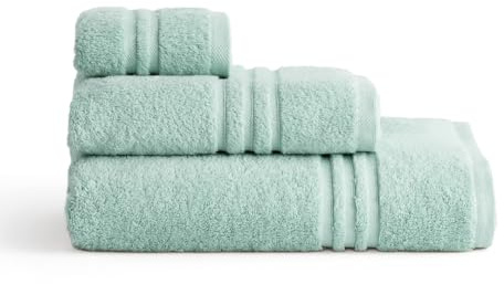 BOHEME Juego de 3 Toallas Premium Verde Agua con Toalla de Ducha | Incluye 1(30x50 cm), 1(50x100 cm) y 1(70x140 cm). 100% algodón 700 g/m². Suaves y absorbentes.