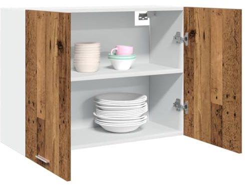 Teenpull Hängeschrank Lyon Altholz-Optik 80x31x60 cm, Holzwerkstoff Küchenschrank, Aufbewahrungsschrank für Geschirr, wandmontierter Vorratsschrank, Speisekammer Schrank, langlebig & pflegeleicht