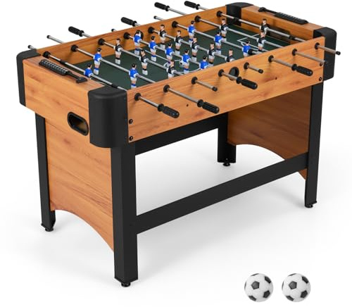 COSYWAY Calcio Balilla, Biliardino con 22 Giocatori, 2 Palline e Contatori, Tavolo da Calcio con 8 Aste per Adulti e Bambini, 119 x 108 x 79 cm (Naturale)