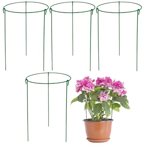 Genérico Pflanzenstützen für Pfingstrosen, 4 Stück mit 3 verstärkten Metallbeinen, Pfingstrosenständer für Außenpflanzen, für Garten, Terrasse, Innenhof, Tomaten, Rankhilfe