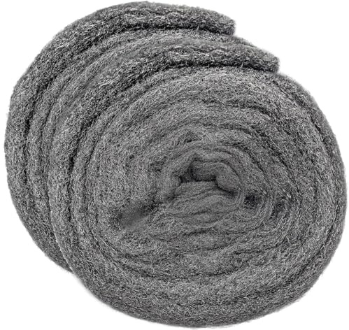2 Pack 0000 extra feine Stahlwolle, 7,1 cm x 10 FT (3 m) pro Rolle, DIY-Bundle mit Handschuhen, Lückenfüller für Haus & Garage, Versiegelung von Löchern, Holz/Metall/Glas Polieren