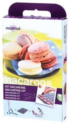 Mastrad - Kit per Macarons: 1 Stampo per Macarons + 1 sac à Poche + 1 Libro di Ricette