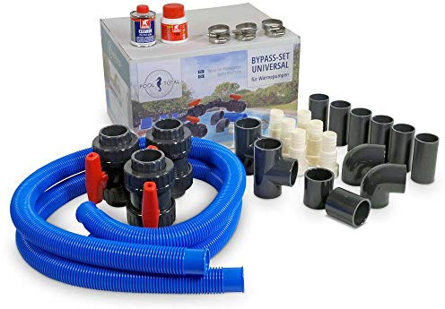 Bypass-Set für Wärmepumpen & Solaranlagen – 19-teilig - Universal Pool Bypass für Schwimmbad & Solarheizung - Wasserdurchfluss-Regulierung für Poolheizung & Wärmetauscher
