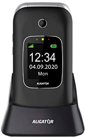 ALIGATOR V650 Téléphone Portable pour Seniors avec Bouton SOS et localisateur Noir