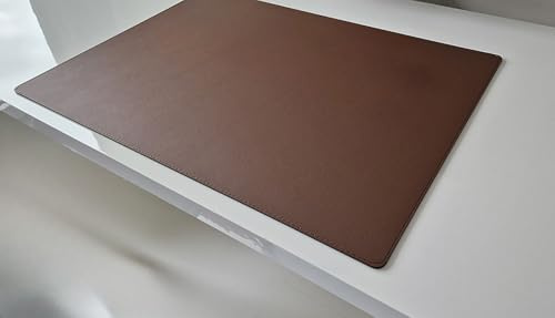 Schreibtischunterlage sanft lux Leder 90 x 50 Braun mit Braune Naht