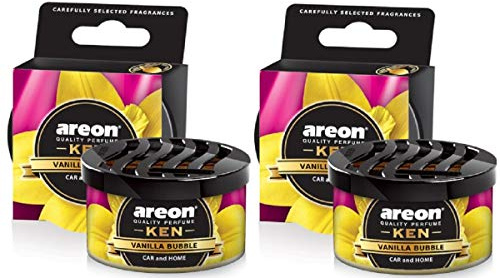 Areon Ken Lufterfrischer Vanille Bubble Gum Kaugummi Auto Duft Autoduft Wohnung Dose Duftdose Erfrischer 3D Set ( Vanilla Bubble Pack x 2 )