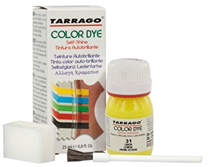 Tarrago Self Shine Color Dye 25 ml, selbstglättende Tinktur für Schuhe und Accessoires, deckt Kratzer und Abnutzung von Schuhen ab, Zitrone (31)