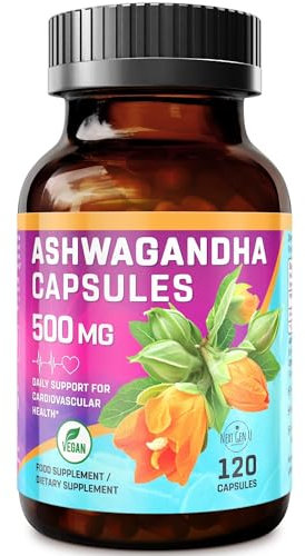 Ashwagandha - 500 mg Strength 120 Capsules - Dietary Health Supplement - for Men & Women - Helps Support Stress & Anxiety Relief, Restful Sleep & Focus - Ashwagandha Herb Root Extract - by NextGenU