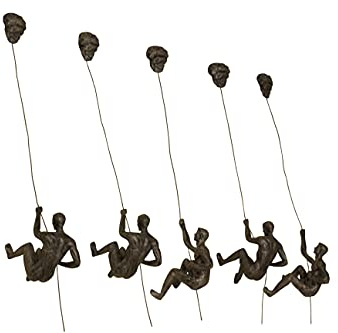 5X stor brons klättring downhill hängande ornament figurer set med 5 klätterfigurer för män hängande figurer skulpturvägg konst harts och metall