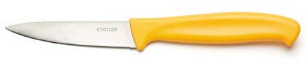 Comas Cuchillo para Pelar Frutav. Puntilla con Hoja de Filo de 20 cm. Mango Ergonómico Amarillo para Fácil Sujeción.