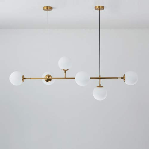 Naiyn Lampadario moderno a 6 luci E27 Lampadario moderno a sfera in vetro del Nord Europa per soggiorno Sala da pranzo Decorazione artistica Ristorante Lampada a sospensione nera