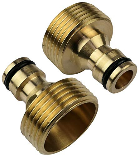 AERZETIX - Set/Kit/Juego de 2 Adaptadores Macho 1'' - Racor Rápido para Grifo - Rosca Exterior - Nariz del grifo - Accesorio/Herramienta de Jardín/Fontanería/Riego - Latón - C47450
