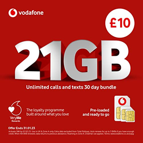 Vodafone Pay As You Go £10 Sim