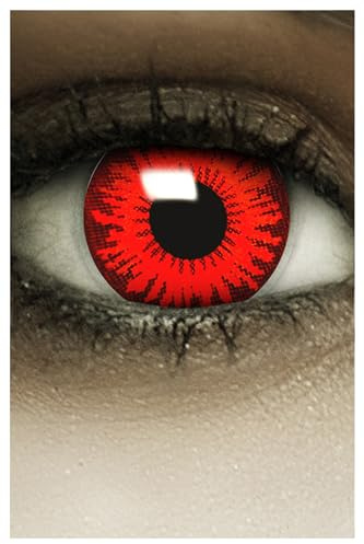 FXCONTACTS Red Flower Lentillas Halloween Rojas + Tatuaje sin graduación