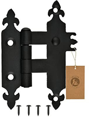 MoriaDesign Rustikal Scharniere Schwarz 2,5 x 80 x 120 mm, Torband für Tore | Schmiedeeisen-Optik, Torband, Schwarz, Gartentore, Holztüren, Holztore, Fensterläden, Dekorative Kreuzgehänge, Rustikal, Tor