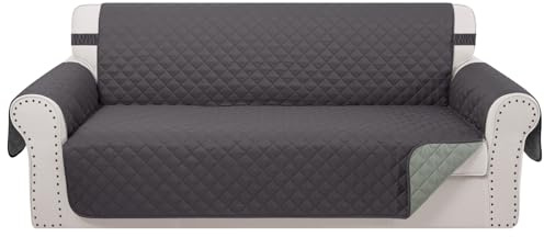 Luxshare Home Wendbarer Couchbezug für Hunde, mit elastischen Bändern, wasserabweisend, Möbelschutz, Couchüberzüge für 3 Kissen, Couch, Sofa(172cm Sofa,Dunkelgrau/Hellgrau)