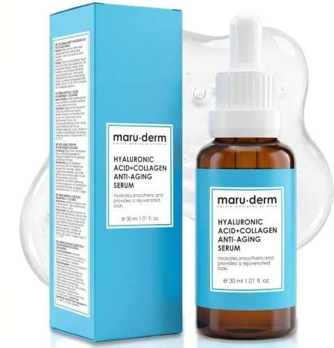 Maruderm Hyaluronsäure & Kollagen Anti-Age Hautpflege-Serum – Straffendes & Feuchtigkeitsspendendes Gesichtsserum | Ohne Parfüm, Parabene & Phenoxyethanol, 30 ML