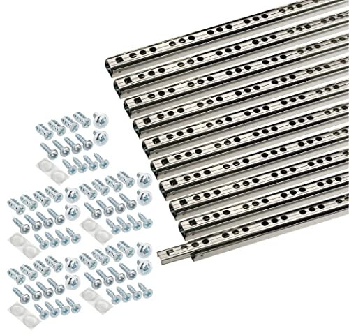 SOTECH 10 pièces (5 paires) Coulisses à billes 406 mm 17 mm Rainure Extension de tiroir - Glissières pour tiroirs - Système de coulisses pour tiroirs - Coulisse sortie partielle