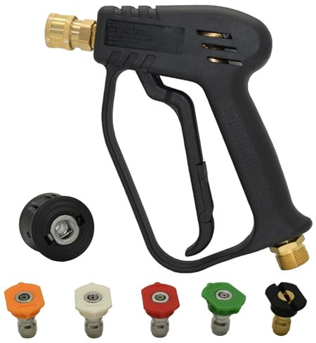 DANCINGBOAR Pistola per Idropulitrice ad Alta Pressione, 5000PSI Pistola per Schiuma per Idropulitrice con 5 Ugelli di Spruzzatura, M22 14MM al Connettore Rapido per Karcher Tubo Lavaggio Auto