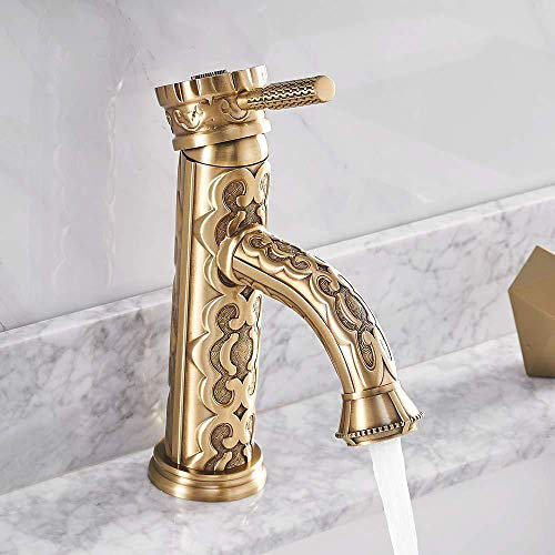 TAOZUYING Wasserhahn Edelstahl Messing Chrom Badarmaturen Messing Retro Badarmaturen Bronze Einhebelmischer für heißes und kaltes Wasser Marriage