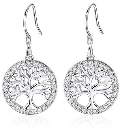 Jrêveinfini Lebensbaum Ohrringe Damen Silber 925 Hängend, Tropfen Ohrringe Hängend Silber Damen 925, Modeschmuck Ohrringe Damen, Geschenke für Frauen Mama Zum Muttertag