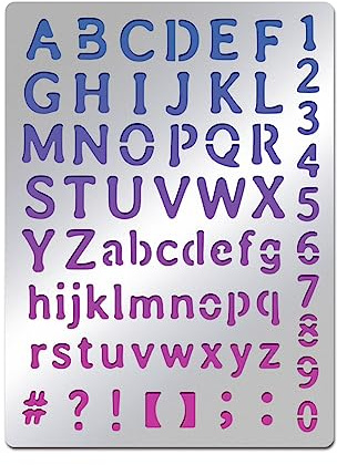 BENECREAT Buchstabenschablone Aus Metall, Schablone Für Alphabete Zahlen Und Symbole von A~Z Zum Gravieren von Holz Und Mustern, Beschriftung, Journal-Schablonen Aus Edelstahl, 14x19cm
