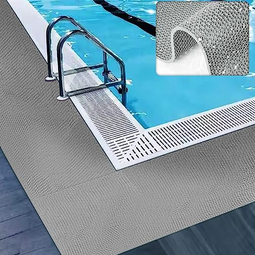 BOTOWI 5mm Pool Matte Duschmatte, rutschfeste Badematte Poolmatte, Pool Schutzmatte für oberirdischen Pool, Pool Unterlage für Deck, Poolmatten Schwimmen Matte Pool Treppe Matte,Grau,0.9x6m