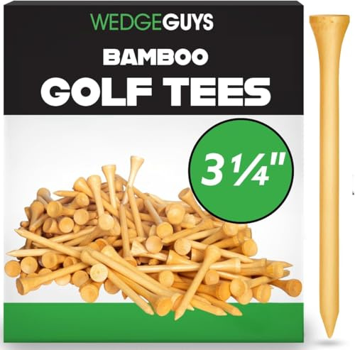 Wedge Guys 2-3/4 bambu golftees - 250, 500 eller 1000 - Gratis bollmarkör - Starkare än biologiskt nedbrytbara trätees och mindre friktion, Professionellt PGA-godkänd