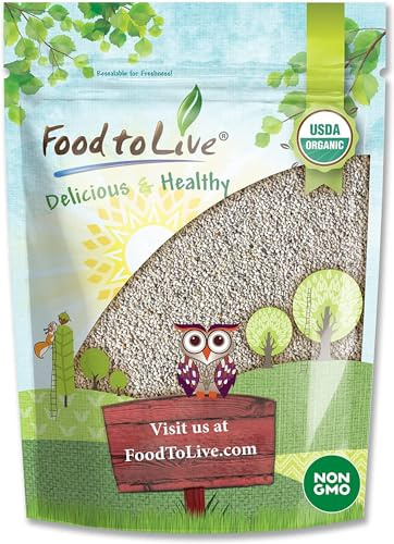 Food to Live - Organic White Chia Seeds, 2 Pounds - Whole, Raw, Kosher, Keto, Sirtfood, Vegan, Bulk. Rich in Omega 3, Omega 6, Dietary Fiber, Protein