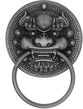 Antiker Ring-Türklopfer, antiker Tierkopf-Türklopfer, verdickter Bronze-Türgriff, Retro-Haustür (schwarz, 20 cm Durchmesser)
