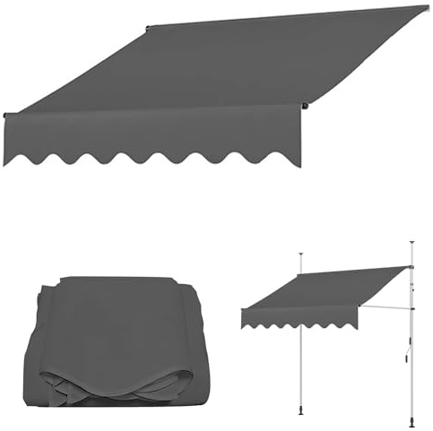 paiye Ersatz für Einziehbare Klemmmarkise, Sonnenschutzdach für Einziehbare Markisen, UPF50 UV Schutz (Color : Grau, Size : 400cm)