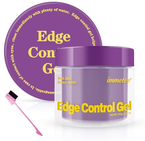 immetee Gel Cabello Mujer,Cera Para Pelo Mujer,Gel Pelo Fijador Pelo,Fijación Fuerte Larga Duración y Brillar,Edge Control 100g/3.52oz(Olor a Uva)