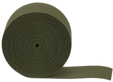 QUARKZMAN 4,55 m elastiska band för sömnad 2 tum (50 mm) längd elastisk elastisk platt stickad snodd för sömnad projekt gör-det-själv-projekt hantverk, olivgrön