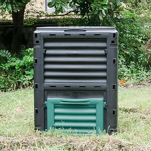 Gtzly Bac à composteur de jardin, fabriqué en PP, 300 litres, grand bac à compost pour créer un sol fertile avec assemblage facile, léger, boîte à compost d'extérieur