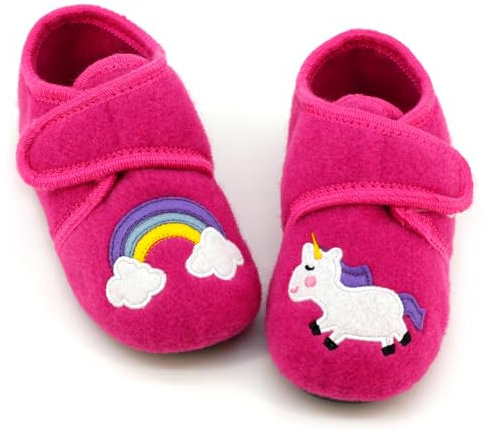 qpyysz Pantofole per bambini e bambine, scarpe a piedi nudi, per bambini, con unicorno, dinosauro, gatto, pantofole invernali, per l'asilo, traspiranti, antiscivolo, unicorno, 24 EU Larga