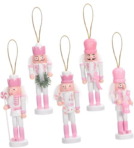 Gatuida 5 Stück Weihnachten Nussknacker Deko, 13cm Nussknacker Soldat aus Holz Figuren Hängende Ornamente für Weihnachtsbaum Hängedekoration Party Deko