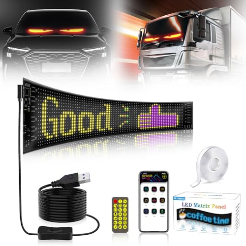 Led Anzeigetafel,Flexibler Anzeige Programmierbar,USB/Stecker,Bluetooth-App-Steuerung RGB Panel,Wasserdicht Scrolling Personalisiert Leuchtschild Namensschild mit Fernbedienung (16*64px 9.2*37.4cm)