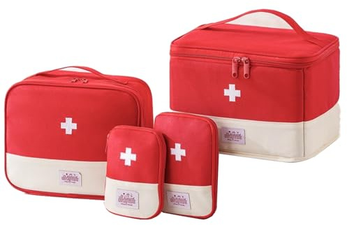 Zuzer Reiseapotheke Tasche Medikamententasche Notfalltasche, 4-stk Leere Erste Hilfe Tasche Reise Wasserdicht Medikamententasche Erste-Hilfe Medizin Aufbewahrungstasche für Home Office Outdoor