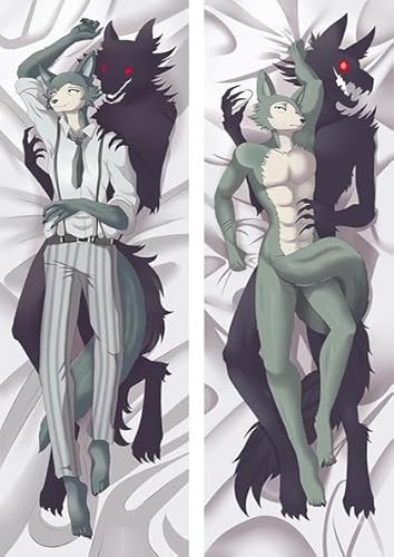 JACCOS Anime Kissenbezug Beastars Dakimakura Bezug, Anime Muster, 60x180CM, Blau, Pfirsichhaut/Kurzplüsch/2WT