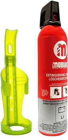 notlok Safety Work - Extintor de 750 ml para incendios eléctricos sin flúor + soporte de pared | Spray extintor de incendios respetuoso con la piel para baterías de litio y baterías de coche |