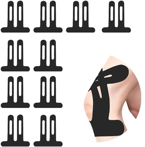 KLINNA PreCut Physio Tape, 10 unidades de cinta de kinesiología para la rodilla, elástica e impermeable para el dolor de rodilla, parche muscular profesional para deportes (negro)
