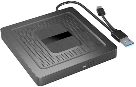 Wadakada Unidad Externa BLU-Ray 2 en 1 USB3.0 Tipo C, Grabadora de CD, DVD, BD, Lector, Reproductor, Unidad Óptica Portátil para PC y Portátil