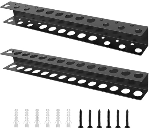 Toivize 2Pcs Organizador de Herramientas de Pared, Soporte para Destornilladores y Pinzas con 14/18 Agujeros, Estante para Herramientas con Tornillos y Tacos, para Garaje, Taller y Banco de Trabajo