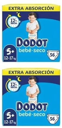 Pack 2 uds. Dodot Extra Absorción Pañal Talla 5+ De 12 a 17kg. - 56 unidades