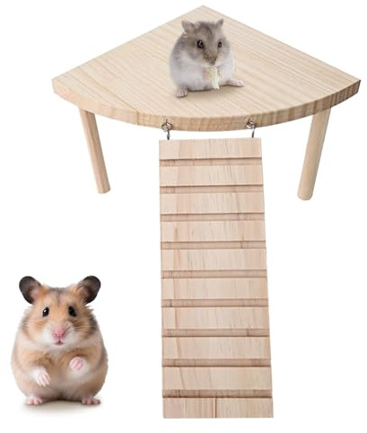wlsvega Hamster Plattform - HamsterkäFig ZubehöR - Spielzeug Plattform - KäFigzubehöR Mit Leiter, Geeignet FüR Hamster, RennmäUse, MäUse, Chinchillas und Andere Kleintiere