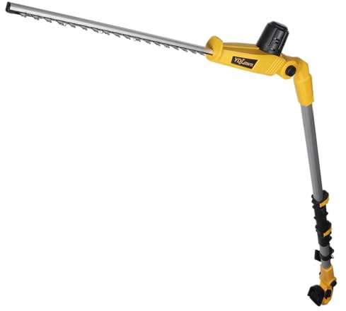 YDlawn 20V Cordless Pole Hedge Trimmer, 15-Feet Reach with 2X4.0Ah Batteries& Fast Charger, 5/8-Inch Cutting Capacity, Electric Bush Trimmer with Extension Pole for Shrubs Pruning, Yellow