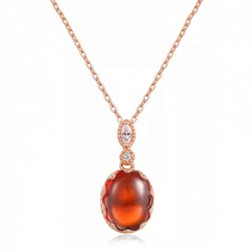 oval granat naturlig ädelsten hänge halsband 925 rosa färg kvinnor bröllop